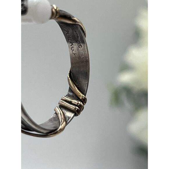 RMJ Signed Designer Sterling Silver 1/20 12k Gold filled Wrapped Hoop Earrings - Picture 11 of 12